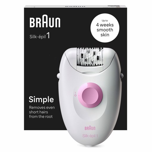 Braun Silk-épil 1 1-000, Epilatore Elettrico Donna Con Cavo, Pelle Liscia Per Settimane, Bianco/Rosa
