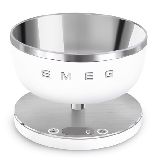 Smeg KSC01WHMWW bilancia da cucina Acciaio inossidabile, Bianco Superficie piana Rotondo Bilancia da cucina elettronica