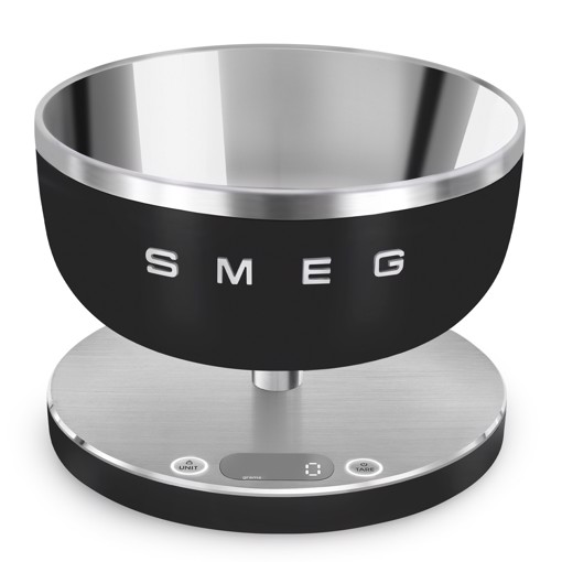 Smeg KSC01BLMWW bilancia da cucina Nero, Acciaio inossidabile Superficie piana Rotondo Bilancia da cucina elettronica