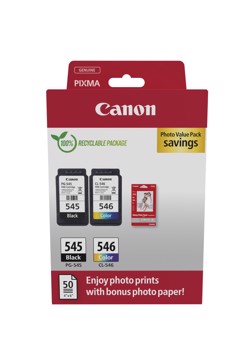 Cartuccia canon 545+546 pack + 50pz carta photo 10x15cm