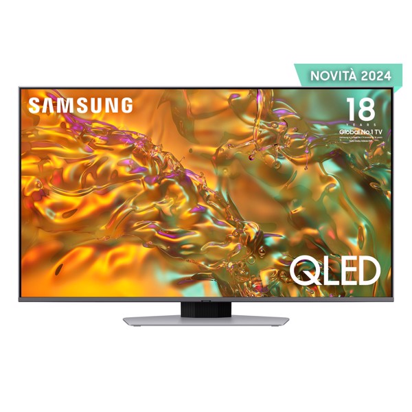 Samsung Q80D TV QLED 4K 50” QE50Q80DATXZT Smart TV Wi-Fi Eclipse Silver 2024, Processore NQ4 AI GEN2, 4K AI Upscaling, Simple Chamfer Design, Dolby At