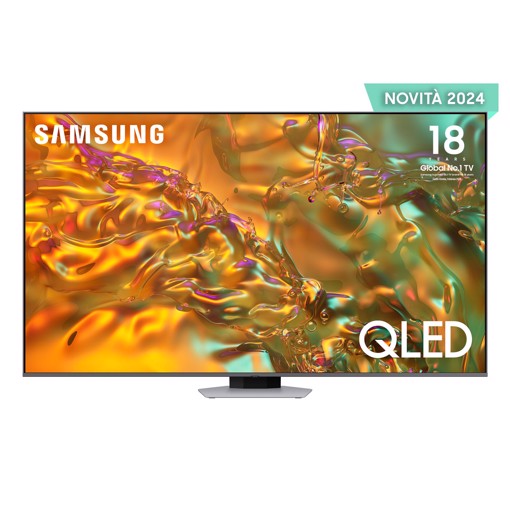 Samsung Q80D TV QLED 4K 65” QE65Q80DATXZT Smart TV Wi-Fi Eclipse Silver 2024, Processore NQ4 AI GEN2, 4K AI Upscaling, Simple Chamfer Design, Dolby Atmos
