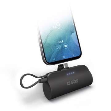 Powerbank nano tube 5.000mah cavo,stand integrati 10w nero