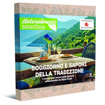 1 notte con cena nelle Osterie selezionate da Slow Food 
40 soggiorni con cena nelle Osterie selezionate da Slow Food in Italia