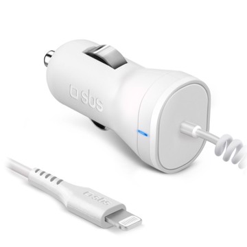 Caricabatterie da auto 12/24v lightning mfi c-89, bianco