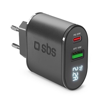 Caricatore da rete 1 type c lcd, colore nero
