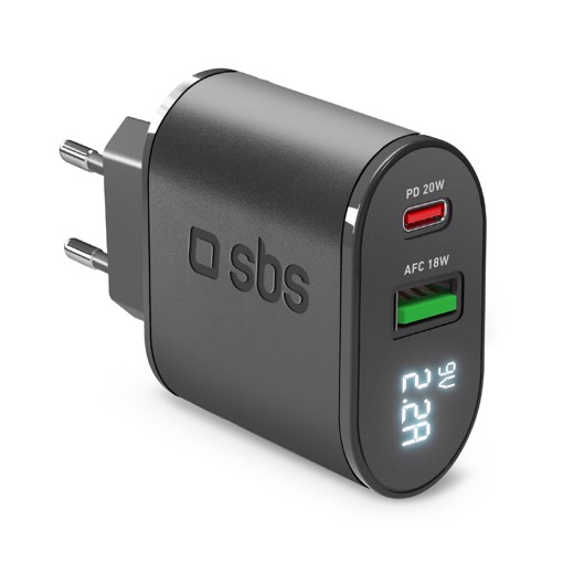 SBS TETREV20PDW Caricabatterie per dispositivi mobili Universale Nero AC Ricarica rapida Interno