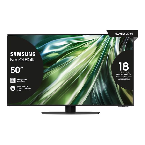 Samsung TV Neo QLED 4K 50" QE50QN90DATXZT Smart TV Wi-Fi Titan Black 2024, Processore NQ4 AI GEN2, Tecnologia Quantum Matrix, Neo Slim Design, OTS Lit