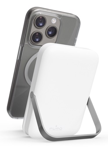 PURO Stand Power Mag Polimeri di litio (LiPo) 5000 mAh Carica wireless Argento, Bianco