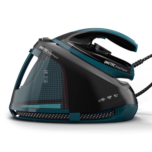 Imetec Smartvapor Ferro da Stiro Generatore di Vapore, Vapore 2 volte più potente, Fino a 6,0 Bar Pump, 2400 W, Colpo di vapore da 350 g, Piastra Fluid Ceramic PRO, Carica continua con serbatoio estraibile da 1,8 l, Sistema di Pulizia Calc Clean, Doppia regolazione vapore ECO e MAX
