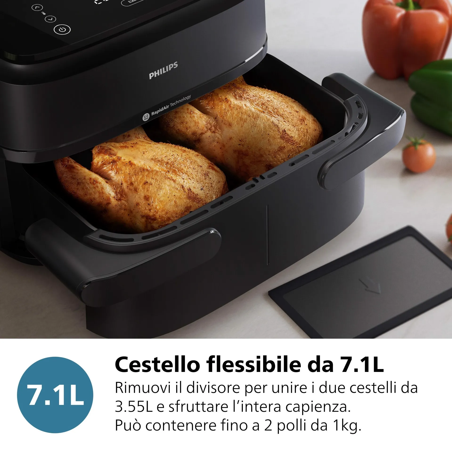 Philips 3000 series Airfryer doppio cestello, friggitrice ad aria da 9.0L, 12 metodi di cottura, App per ricette NA352/00 Philips 3000 series Airfryer doppio cestello, friggitrice ad aria da 9.0L, 12 metodi di cottura, App per ricette NA352/00