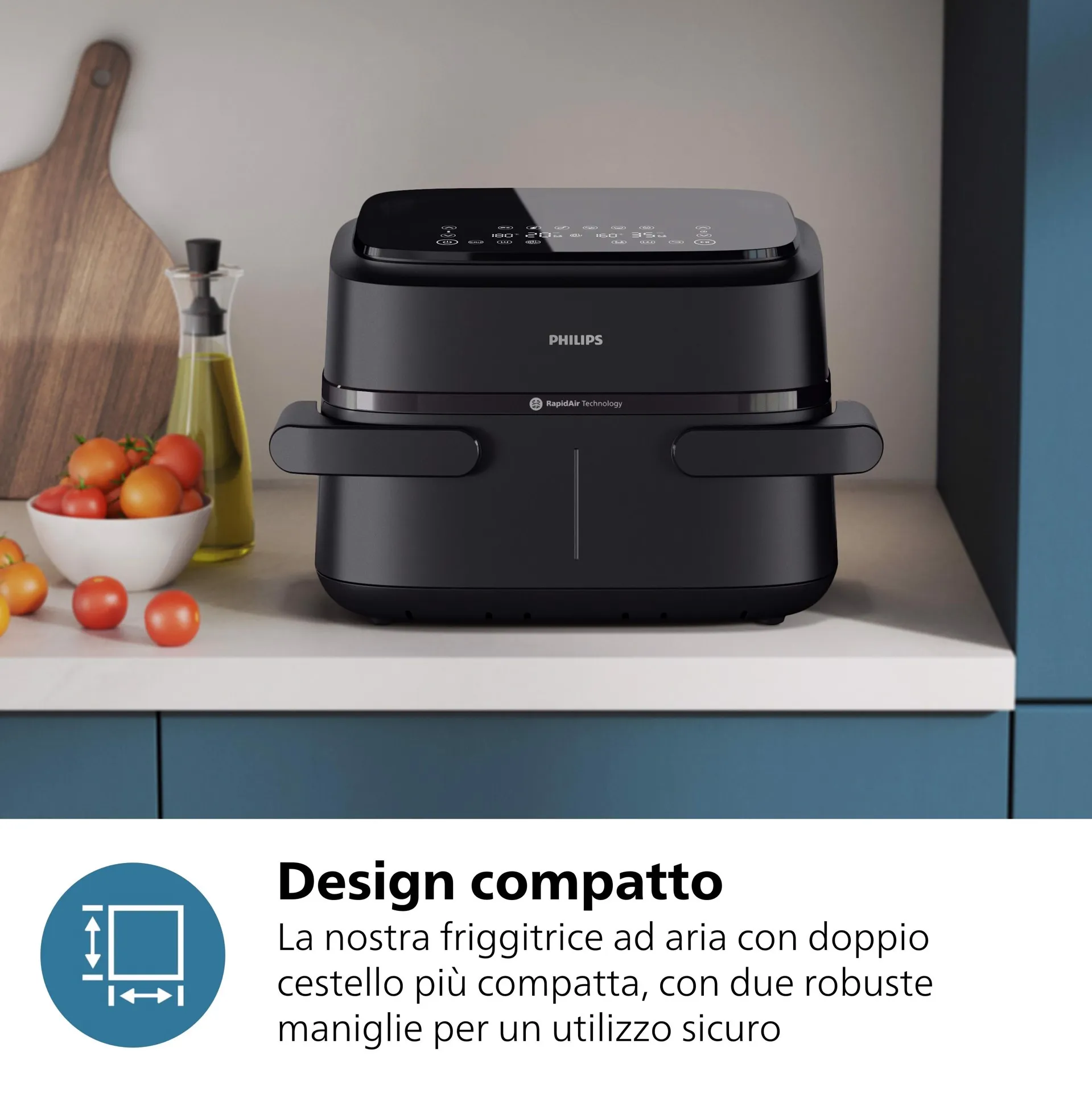 FRIGGITRICE AD ARIA PHILIPS Airfryer Serie 1000 doppio cestello 7.1L