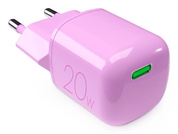 Puro, caricabatterie rosa 1 usb-c, 20w