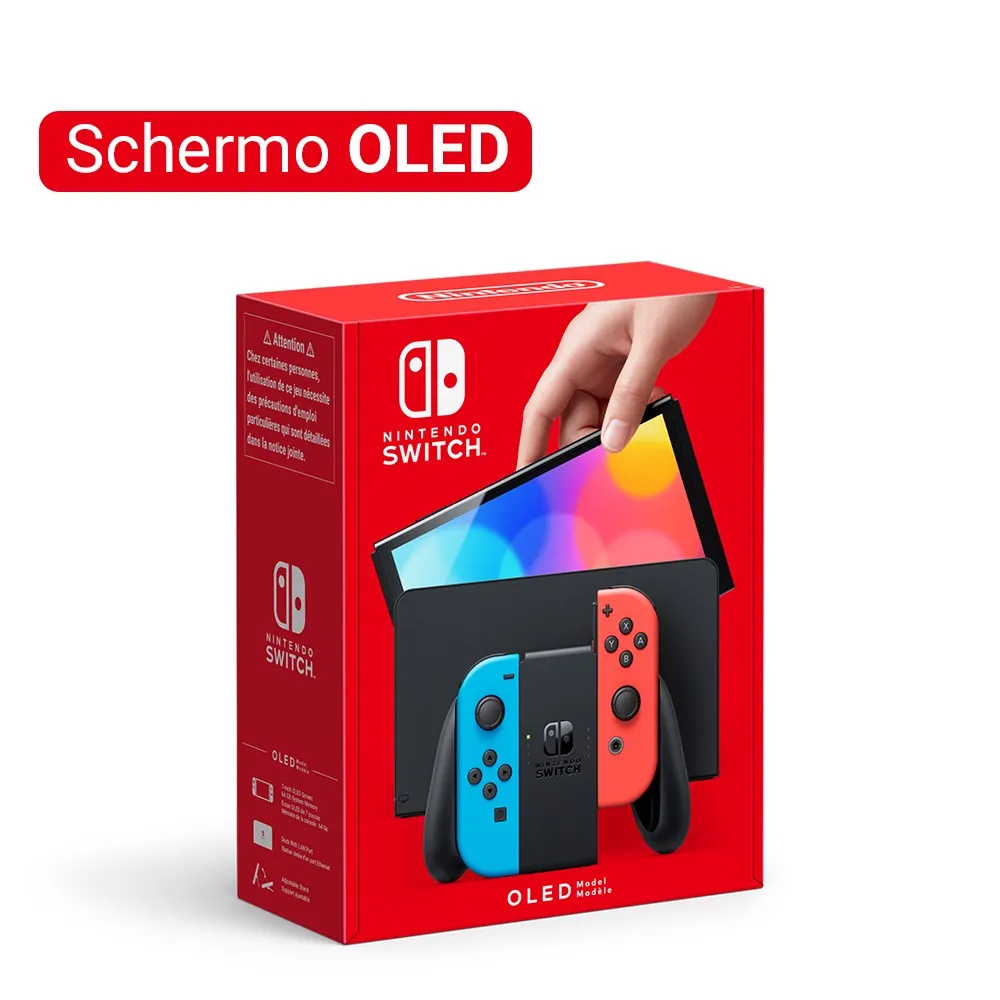 NINTENDO Switch (modello Oled) Rosso neon/Blu neon, schermo 7