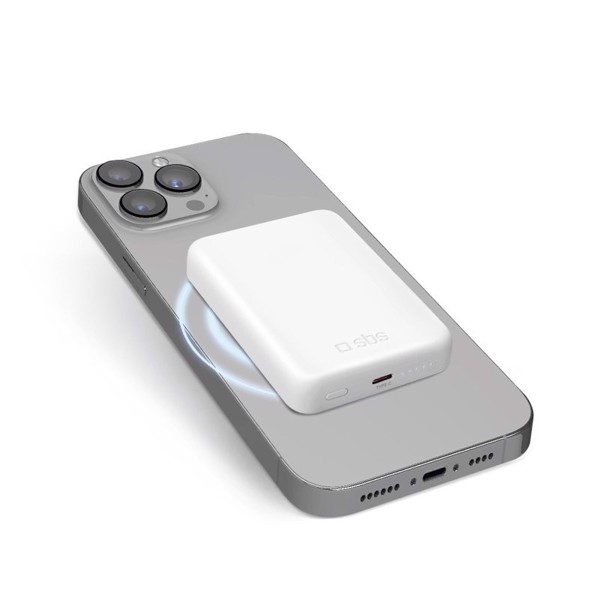 SBS TEBB5000HDMAG batteria portatile 5000 mAh Carica wireless Bianco