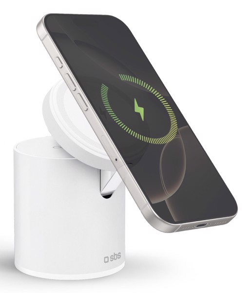 SBS TEWIRMAGFOLD2IN1 Caricabatterie per dispositivi mobili Auricolare, Smartphone Bianco USB Carica wireless Ricarica rapida Interno