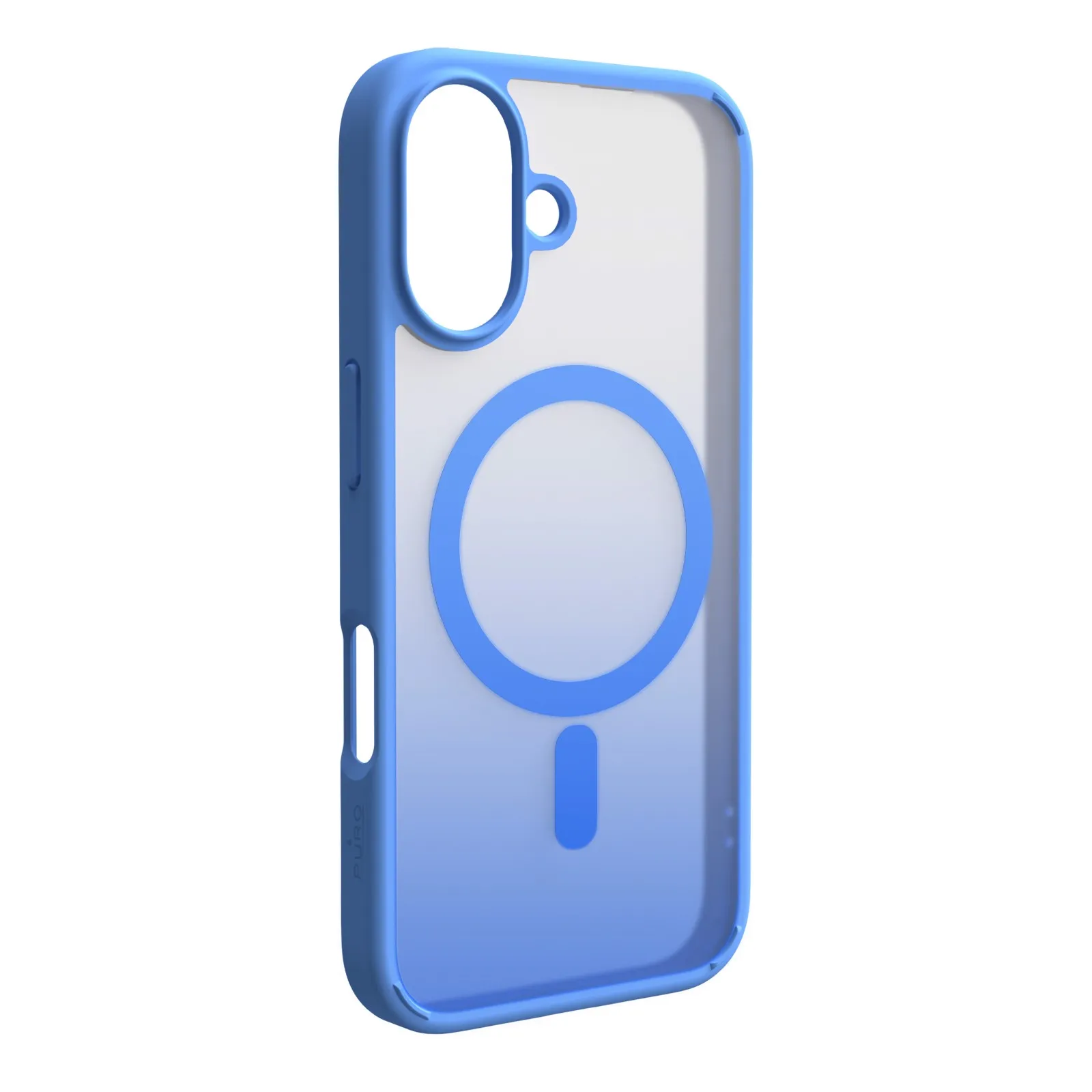 NALIA Custodia IPhone 16 Pro Con Anello Magnetico Night-Glow | Compatibile MagSafe | Trasparente Anti-Giallo, Telaio Antiuerto, Colore Blu