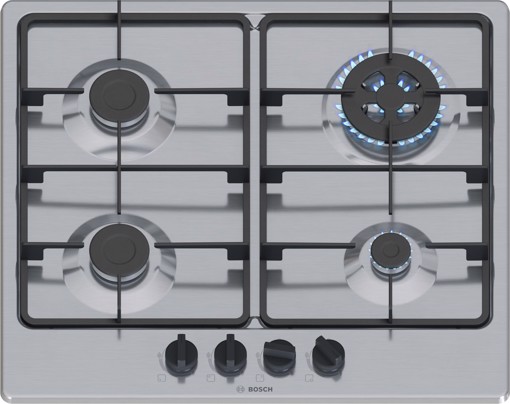 Bosch Serie 4 PGH6B5K60 , Piano cottura a gas, 60 cm, Acciaio inox
