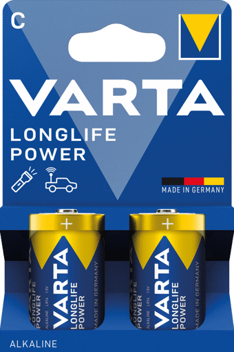 Immagine di Varta Longlife Power, Batteria Alcalina, C (Baby), 2 pz, Made in Germany