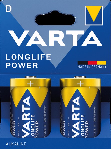 Varta Longlife Power, Batteria Alcalina, D (Mono), 2 pz, Made in Germany