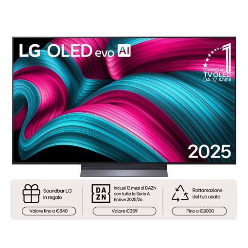 LG OLED evo AI OLED55C55LA TV Serie C5 55'' 4K, α9 Gen8, Brightness Booster, 40W, 4 HDMI, VRR 144Hz, Smart TV WebOS 25