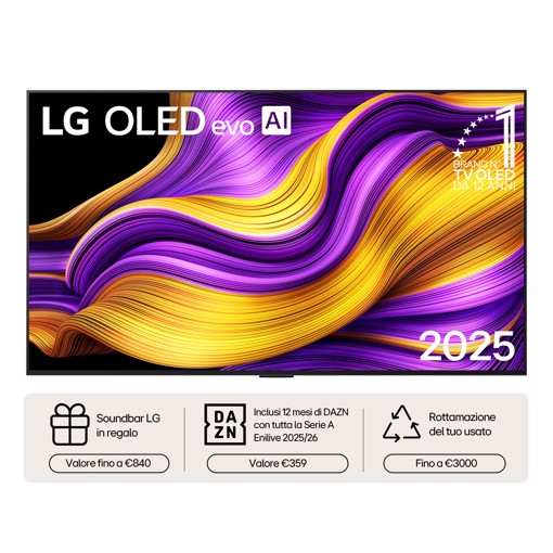 LG OLED evo AI OLED55G54LW TV Serie G5 55'' 4K, α11 Gen2, Brightness Booster Ultimate, 60W, 4 HDMI 165Hz, Smart TV 2025