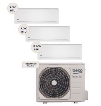 Beko BGMPO271 + BGMPI095 (2) +  BGMPI125 Climatizzatore Trial split Inverter 9000btu + 9000btu + 12000btu Wi-Fi
