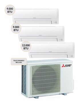 Mitsubishi MXZ3HA50VF + MSZHR25VFK (2) + MSZHR35VFK Climatizzatore Trial split 9000btu + 9000btu + 12000btu Wi-Fi