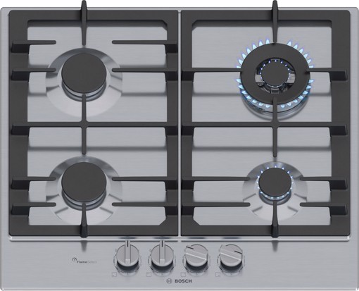 Bosch Serie 6 PCH6A5I90 , Piano cottura a gas, 60 cm, Acciaio inox