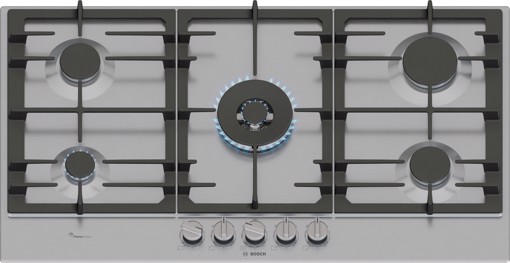 Bosch Serie 6 PCR9A5I90 , Piano cottura a gas, 90 cm, Acciaio inox