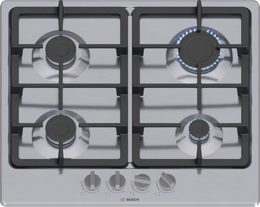 Bosch Serie 4 PGP6B5K90 , Piano cottura a gas, 60 cm, Acciaio inox
