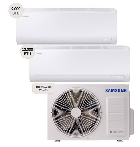Samsung Luzon AJ040TXJ2KGEU + AR50F09C1BHNEU + AR50F12C1BHNEU Climatizzatore Dual split 9000btu + 12000btu