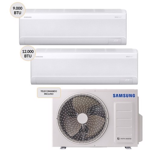 Samsung Wind-Free WindFree AJ050TXJ2KGEU + AR60F09C1AWNEU + AR60F12C1AWNEU Climatizzatore Dual split 9000btu + 12000btu