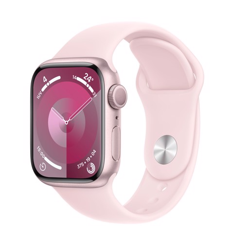 Apple Watch Series 9 GPS Cassa 41mm in Alluminio Rosa con Cinturino Sport Rosa Confetto - M/L