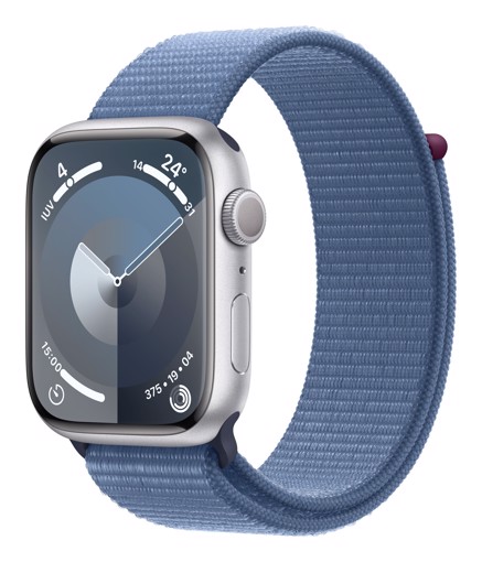 Apple Watch Series 9 GPS Cassa 45mm in Alluminio Argento con Cinturino Sport Loop Blu Inverno