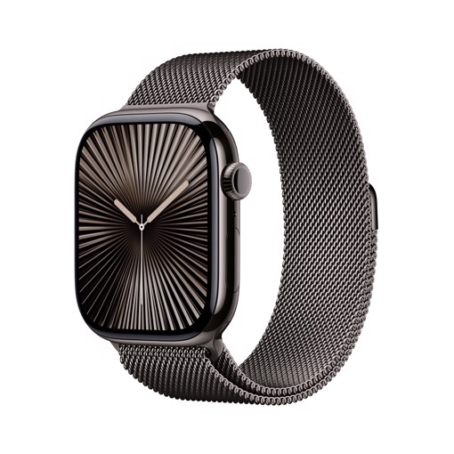 Apple Watch Series 10 Serie 10 GPS + Cellular 46mm Cassa in Titanio color Ardesia con Loop in maglia milanese ardesia - M/L