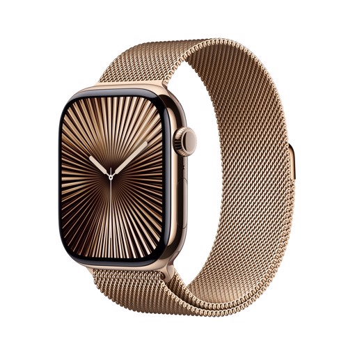 Apple Watch Series 10 Serie 10 GPS + Cellular 46mm Cassa in Titanio color Oro con Loop in maglia milanese Oro - M/L