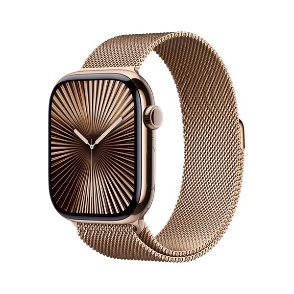 Apple Watch Series 10 Serie 10 GPS + Cellular 46mm Cassa in Titanio color Oro con Loop in maglia milanese Oro - M/L