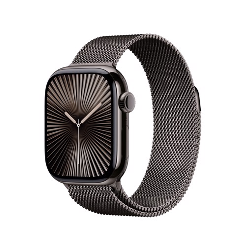 Apple Watch Series 10 Serie 10 GPS + Cellular 42mm Cassa in Titanio color Ardesia con Loop in maglia milanese ardesia