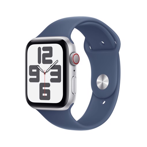 Apple Watch SE GPS + Cellular 44mm Cassa in Alluminio Color Argento con Denim Sport Band - M/L