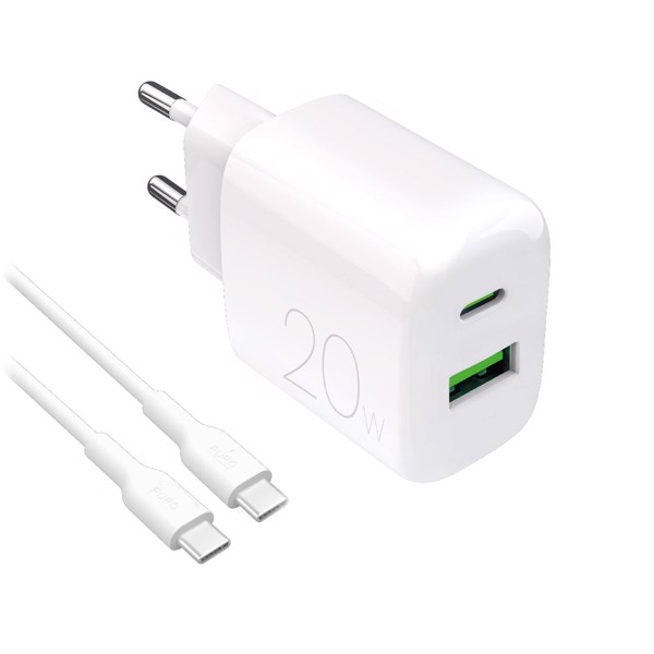 PURO PUTCUSBAC20WDYKCCWHI Caricabatterie per dispositivi mobili Universale Bianco AC Interno