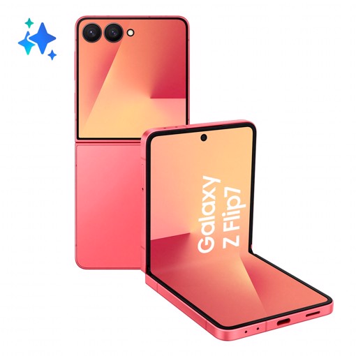 Samsung Galaxy Z Flip7 Smartphone AI, RAM 12GB, 512GB, Display 4,1" Super AMOLED/6,9" Dynamic AMOLED 2X, Fotocamera 50MP, Coralred