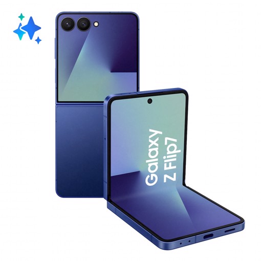 Samsung Galaxy Z Flip7 Smartphone AI, RAM 12GB, 512GB, Display 4,1" Super AMOLED/6,9" Dynamic AMOLED 2X, Fotocamera 50MP, Blue Shadow
