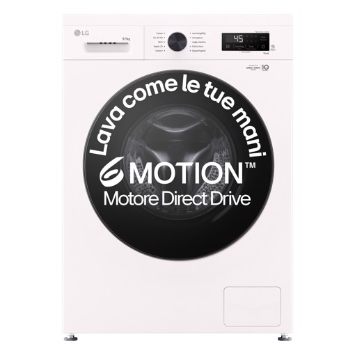 LG W4NX1095NWB Lavasciuga 9/5kg Serie X1, Classe A/E, 6 Motion Direct Drive, Wi-Fi, 1400 giri, Allergy Care, Bianca