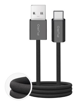 Puro cavo in tessuto nero 1,5m, 2.0, 10w