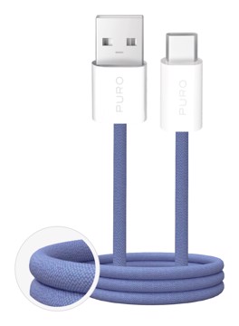 Puro cavo in tessuto blu 1,5m, 2.0, 10w