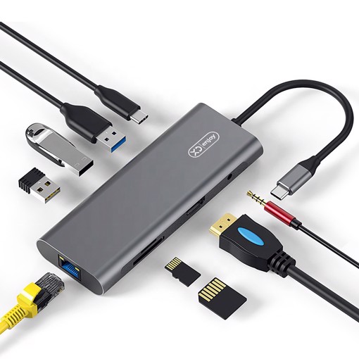 XD Enjoy XDBSHUB9 replicatore di porte e docking station per laptop Cablato USB 3.2 Gen 1 (3.1 Gen 1) Type-C Grigio