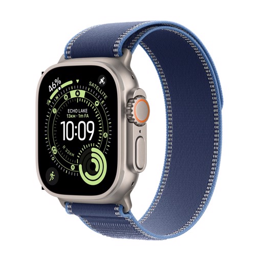 Apple Watch Ultra 3 GPS + Cellular 49mm Cassa Titanio con Trail Loop Blu/Blu Acceso - S/M