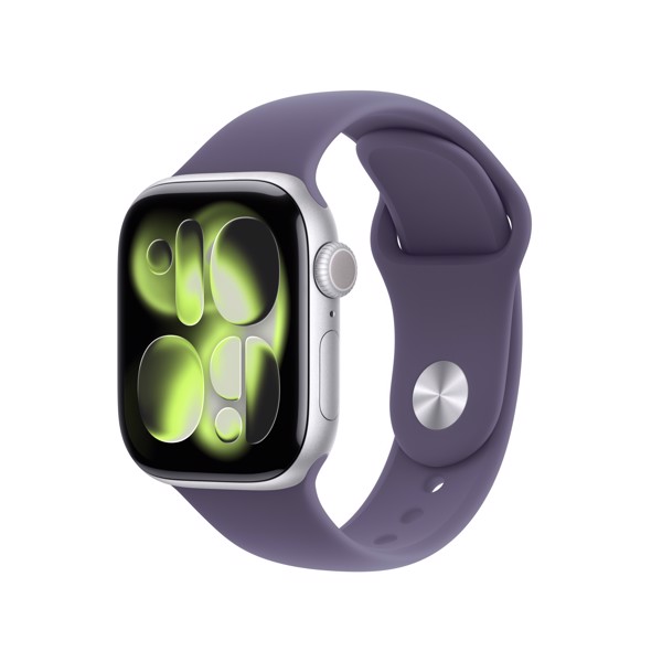 Apple Watch Series 11 GPS + Cellular 42mm Cassa Alluminio Argento con Sport Band Viola Nebbia - M/L