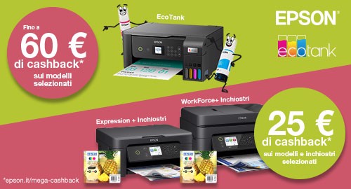 MEGA CASHBACK EPSON: ricevi fino a €60 